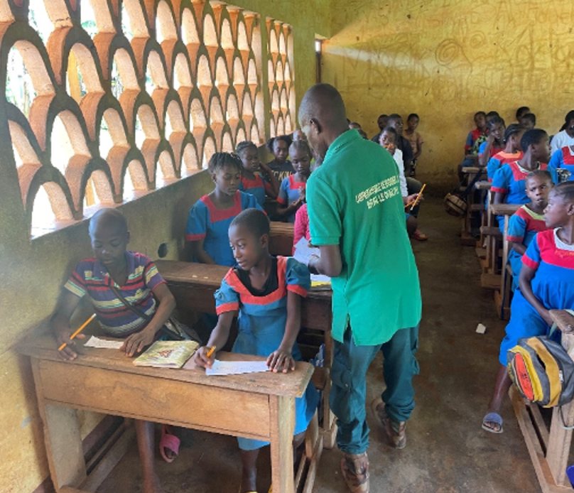 Conservation education session with pupils in a village school